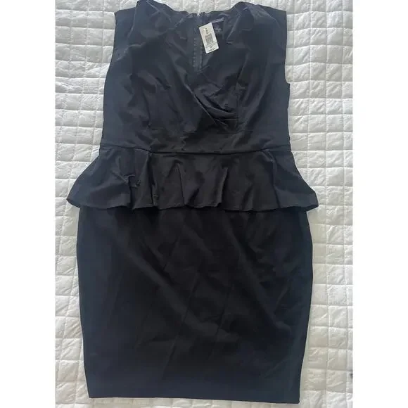 TORRID Womens Dress Black Faux Wrap Peplum Cocktail Coquette Workwear Stretch 20 - Picture 3 of 11